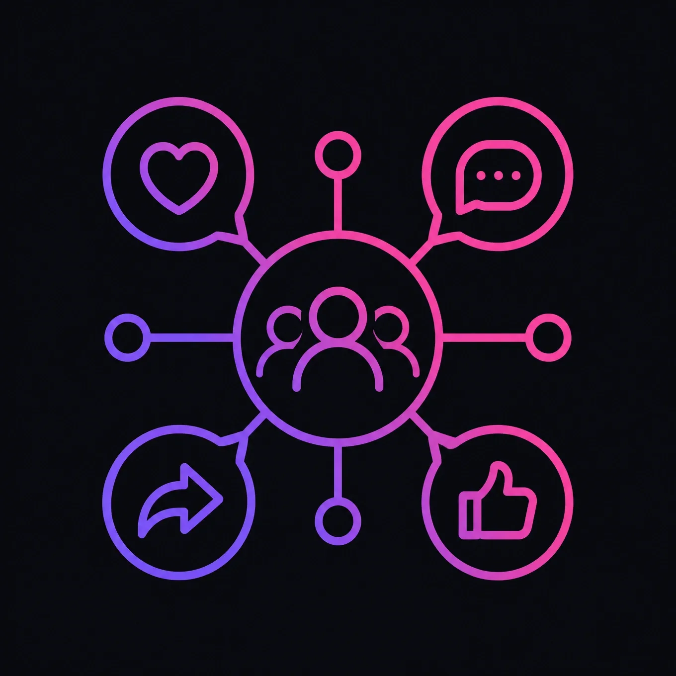 Social media management icon representing content strategy, posting, and community engagement